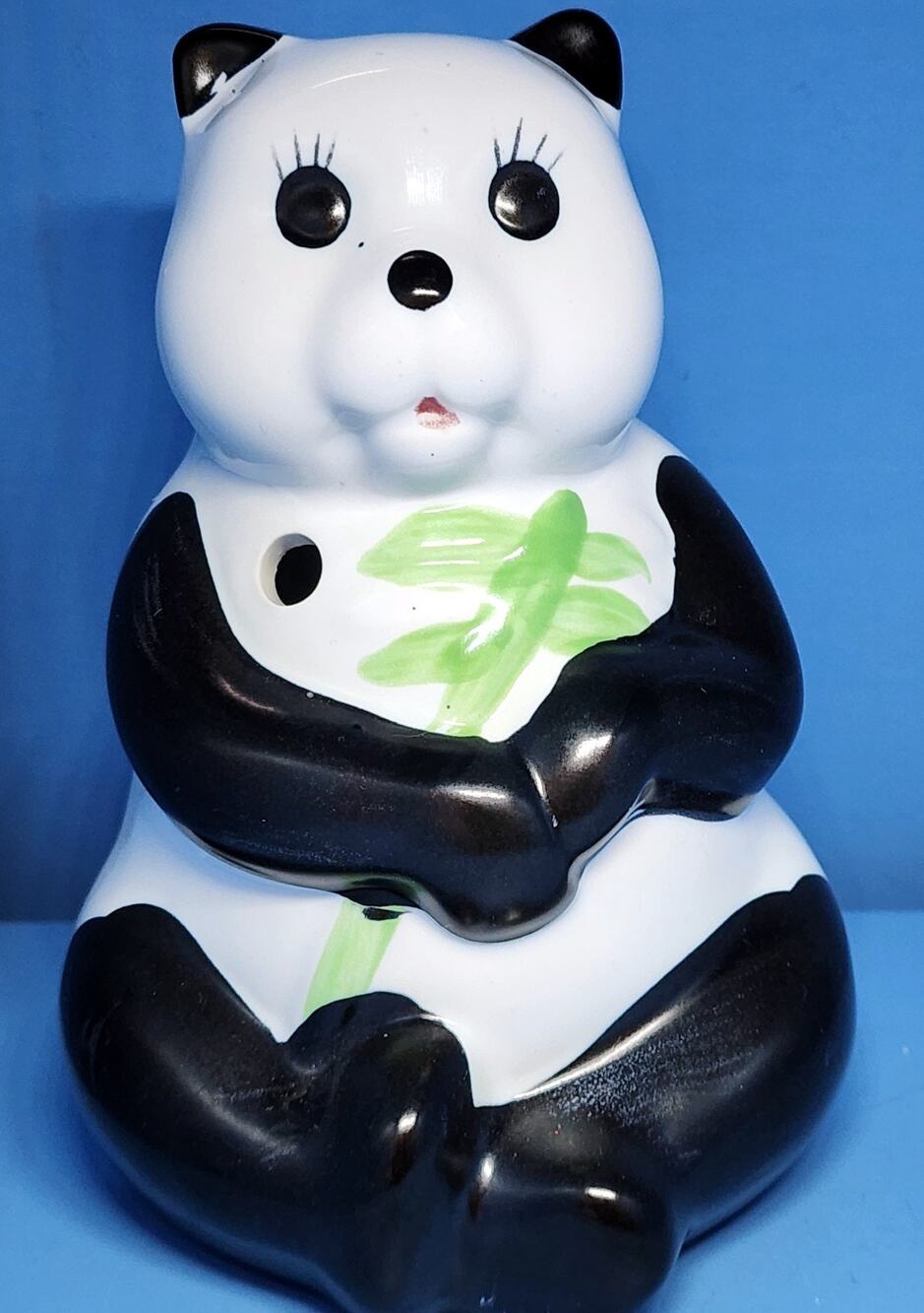 Vintage Panda With Bamboo 6” Marked DW 129 Bear Ceramic Japanese